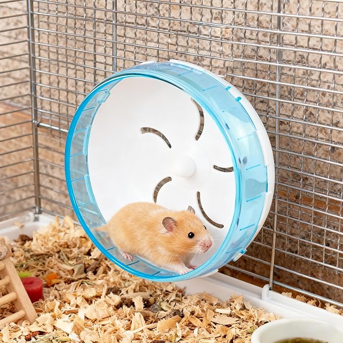4.7 in Silent Hamster Wheel, Jogging Exercise Hamster Accessories for Cages, Dwarf Hamsters Toys for Golden Silk Shih Tzu Bear to Kill Time and Release Stress (Blue, 21cm)