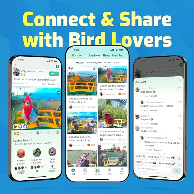Smart Bird Feeder with Camera – 2K HD, Free Lifetime AI Bird Identification, Solar Powered, Motion Alert, 2.4GHz WiFi, Dual Seed Compartments – Outdoor Bird House Camera for Bird Lovers