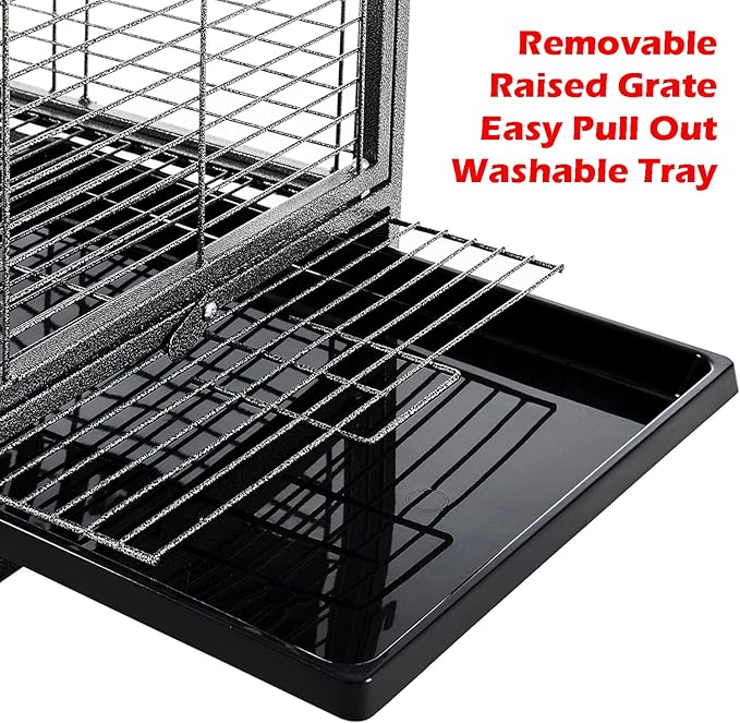 Deluxe Portable Durable Wrought Iron Bite-Proof Bird Travel Parrot Vet Carrier Cage Prevent Beaks Out Pet Products for Parrots Conures Cockatiel Amazon African Grey Include Cage Cover