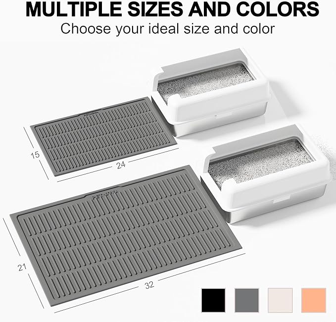Large Cat Litter Mat: Silicone Litter Trapping Mat for Litter Box - Easy to Clean Waterproof & Anti-Slip Soft Rubber Mat - Durable Design Traps Pellet & Clay Litter