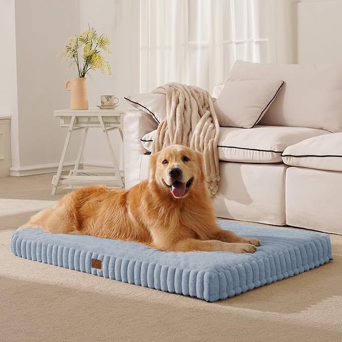 Orthopedic Dog Bed for Extra Large Dog, Waterproof Pet Bed,Non-Slip Bottom and Egg-Crate Foam with Removable Washable Cover Crate Bed,Blue,42"x30"x4"
