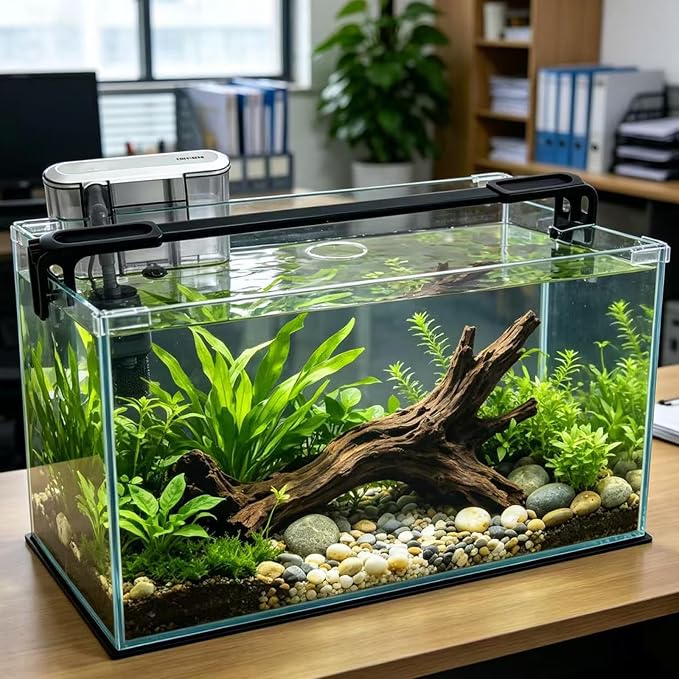 Vimvins 10 Gallon Glass Fish Tank, Easy to Maintain Small Aquarium for Betta/Shrimp and Aquatic Planting.