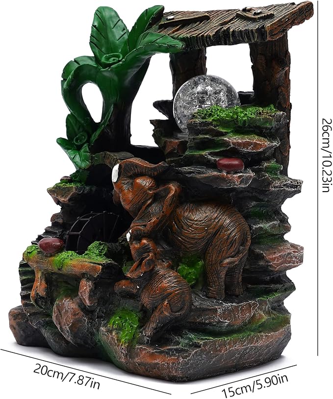 Indoor Fountain Rockery Tabletop Fountain with an Tree Elaxation | Water Feature Meditation Desktop Fountains for Home Office Decor or Giving 7.87' x 5.9'' x 10.23'' with LED Light