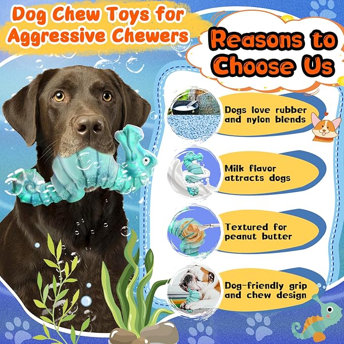 Jeefome Dog Chew Toys for Aggressive Chewers: Tough DogToys for Large Dogs -Indestructible Toys for All Breeds-Squeaky Dog Toys for Aggressive Chewers/Super Chewers/Heavy Duty
