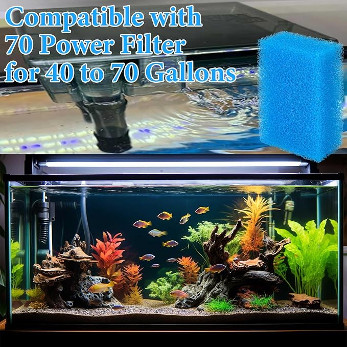 Threlaco 6 Pack Foam Filters Compatible with AquaClear 70 Power Filter, Aquarium Foam Insert, Replacement Sponge Pads for Use in Freshwater & Saltwater Aquarium