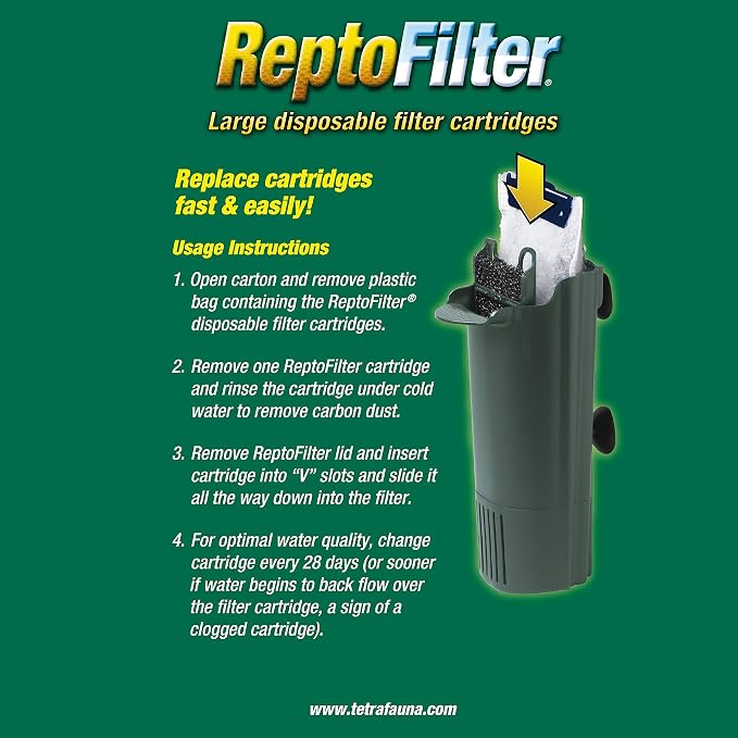 Tetra ReptoFilter Large Filter Cartridges for Terrariums, Fits TetraFauna ReptoFilter 50 gal, 3 Count (Pack of 2)