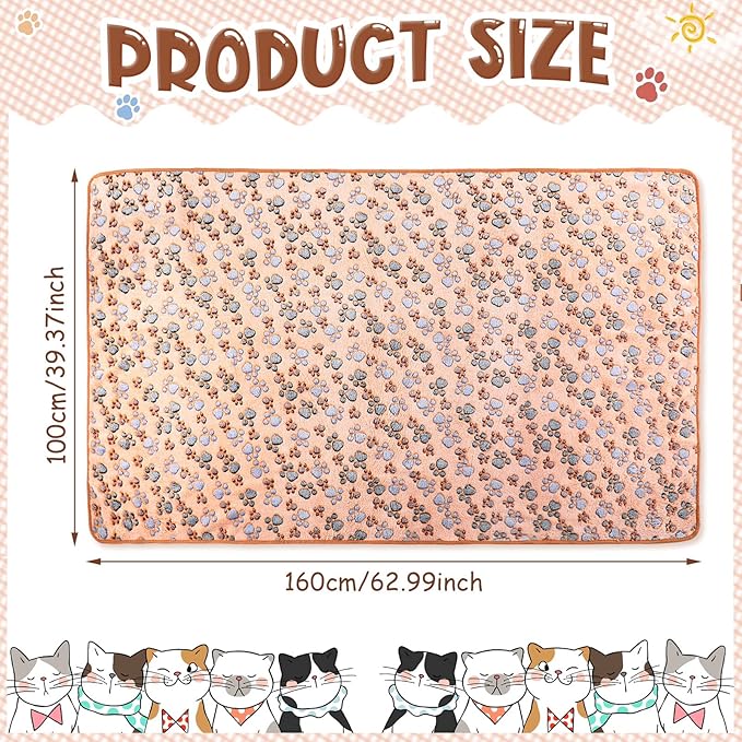Tatuo 4 Pack Fleece Dog Blankets for Puppy Cats Multi-Size Sleep Mat for Pet Guinea Pig Soft Washable Warm Crate Bed Puppy Teething Toys Print Pattern Blanket Indoor(Mixed Color,40 x 63 Inch,Paw)