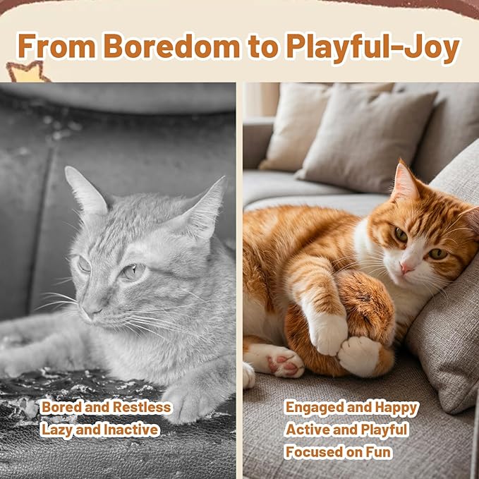 Rabbit Fur Ball Cat Toy, Indoor Exercise Enrichment, Premium Catnip Infused Rabbit Fur Balls for Cats, Washable Cat Toy, Multi-Cat Household Activity, Boredom Relief and Bonding Aid