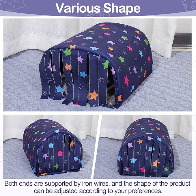 Washable Guinea Pig Tunnel with Curtains - Cozy Hamster Hideout Fit for Small Animals - Soft Accessories for Hamster/Chinchilla/Bunny