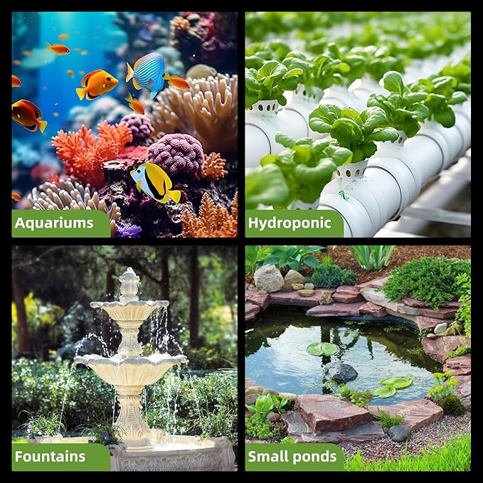 FREESEA Fountain Submersible Water Pump: 160 GPH 12W Small Sump Pump for Outdoor Pond Hydroponic Statuary Waterfall Aquarium Fish Tank