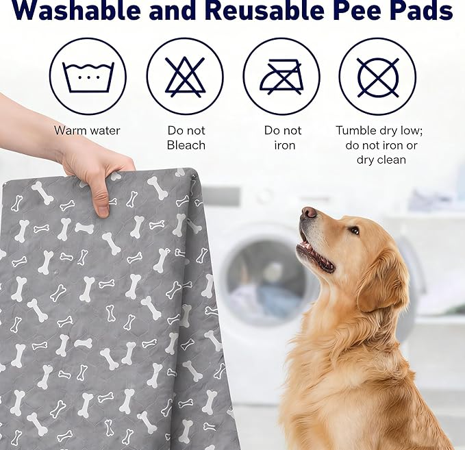 Puppy Pads with Pheromones, Washable Pee Pads for Dogs Potty Training, Reusable Dog Mat with Pet Hair Removal Gloves for Playpen, Crate, Whelping Box (Brown,M)