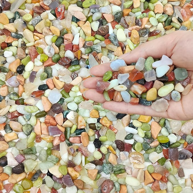FANTIAN 2 Pounds Pebbles for Plants, 3/8 Inch Succulent Rocks, Decorative Polished River Rocks for Plants Indoor, Vases, Cactus Planters, Bird Bath, Craft and Fairy Garden