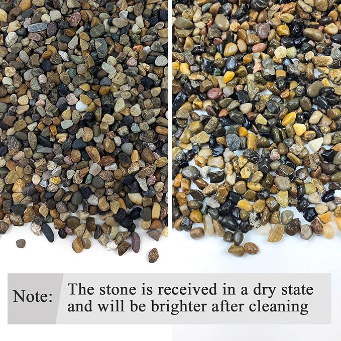 FANTIAN 20 lbs Natural Fish Tank Gravel,1/4 Inch Pea Gravel. Mixed Color River Rocks for Aquarium, Succulent, Vase, Cactus Bonsai, Plant Soil Cover and Outdoor Landscaping Rocks