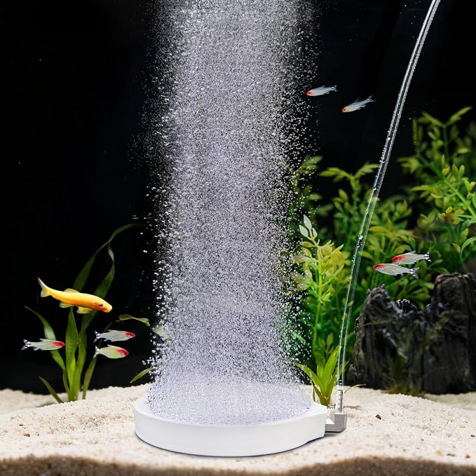 5.1 Inch Air Stones for Aquariums, Aquarium Bubbler Fish Tank Oxygen Diffuser, Stainless Steel Nozzle Nano Atomization Disc for Freshwater Saltwater Hydroponics DWC Pond, 20-75 Gallon Tank