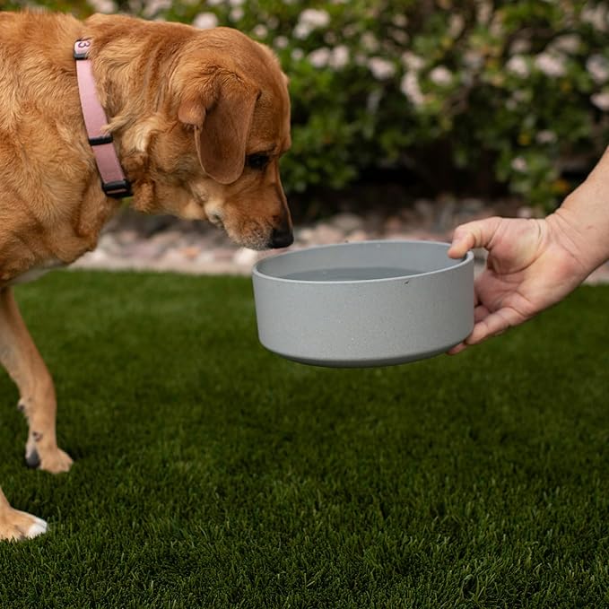 Loving Pets - Dolce Bamboo - Eco-Friendly Pet Bowls & Dishes for Dog, Cats, Puppy Food and Water Dish -Sustainable and Dishwasher Safe, Made with Real Bamboo (Large, Slate-Grey)