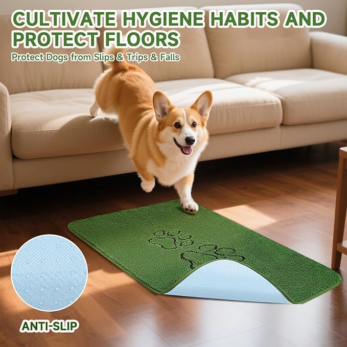 Homimp Washable Pee Pads for Dogs, 2 Pack Super Absorbent Waterproof and Leak-Proof Reusable Dog Pee Pads, Upgrade Non-Slip Puppy Potty Training Pads for Home or Travel Quick Dry, Green 24"×36"