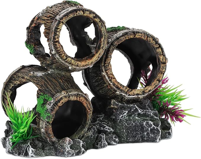 Aquarium Decorations Three Stacked Broken Barrels Fish Tank Decoration Ornament Landscaping Over Rocks Cave Saltwater Freshwater Small & Medium Fish Garden Pond Ornaments Resin