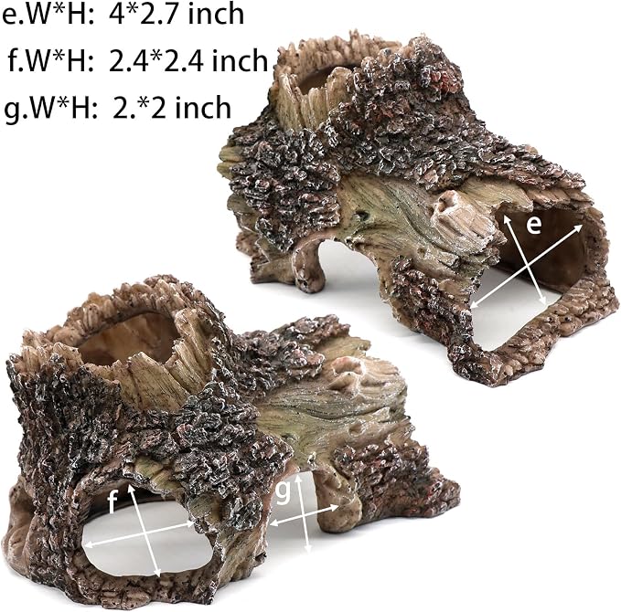 relaqcc Tree Trunk Cave Aquarium Decoration Reptile Cave Climb Hideout Hideaway, Betta Log Resin Wood House Fish Tank Decorations for Betta Fish, Shrimp, Lizards, Leopard Gecko
