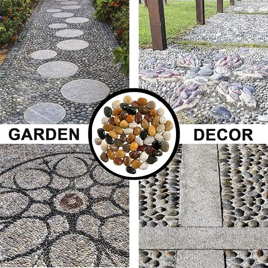 Pebbles Polished Gravel Natural River Rocks Ornamental Pebbles Garden Landscaping Stones Small Decorative Rocks for Fountain Aquarium Plants Vases Landscaping (Mixed Color, 5 LB)