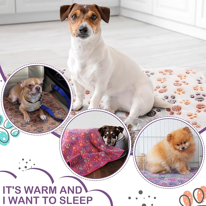Moukeren 5 Pcs Waterproof Guinea Pig Blankets Winter Small Animal Fleece Blanket Pet Soft Warm Sleep Mat Pad Cover Guinea Pig Cage Liners for Ferret Hamster Rabbit Chinchilla (Paw Print,12 x 12'')