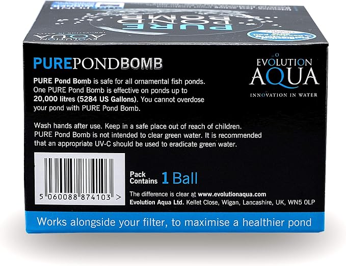 Evolution Aqua Pure Pond Bomb – for Crystal Clear Healthy Water, Treats up to 20,000 litres