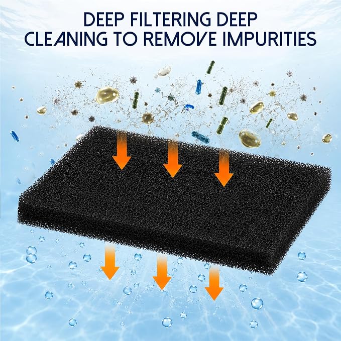 6 Pack Fish Tank Filter Sponge, 6.3x3.9x0.79in Aquarium Filter Sponge | Aquariums Filters Media, for Fish Tank Sump Canister Filters, for Freshwater and Saltwater Aquariums