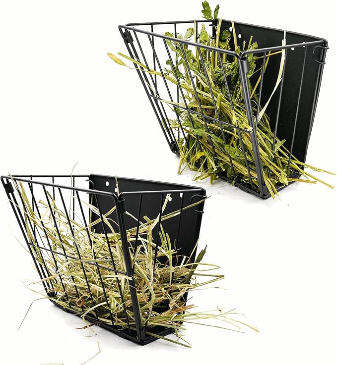 Black Metal Rabbit Foldable Hay Feeder - Hay Rack Holder for Bunny, Rabbit Accessories and Supplies (Black)