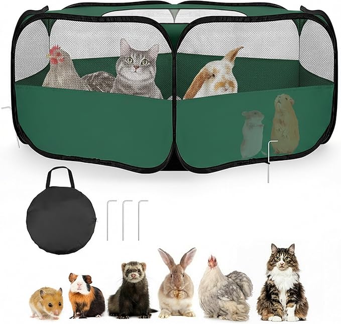 Small Animal Playpen with Mesh Cover & Waterproof Bottom Cat Tent Chicken Brooder Rabbit Guinea Pig Cage Playpen for Small Animals Indoor Outdoor Use
