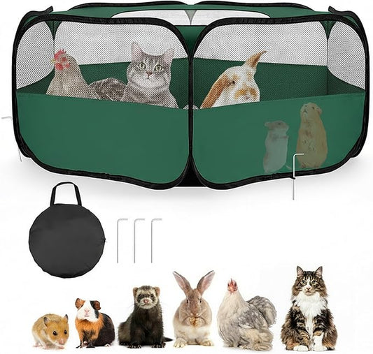 Small Animal Playpen with Mesh Cover & Waterproof Bottom Cat Tent Chicken Brooder Rabbit Guinea Pig Cage Playpen for Small Animals Indoor Outdoor Use