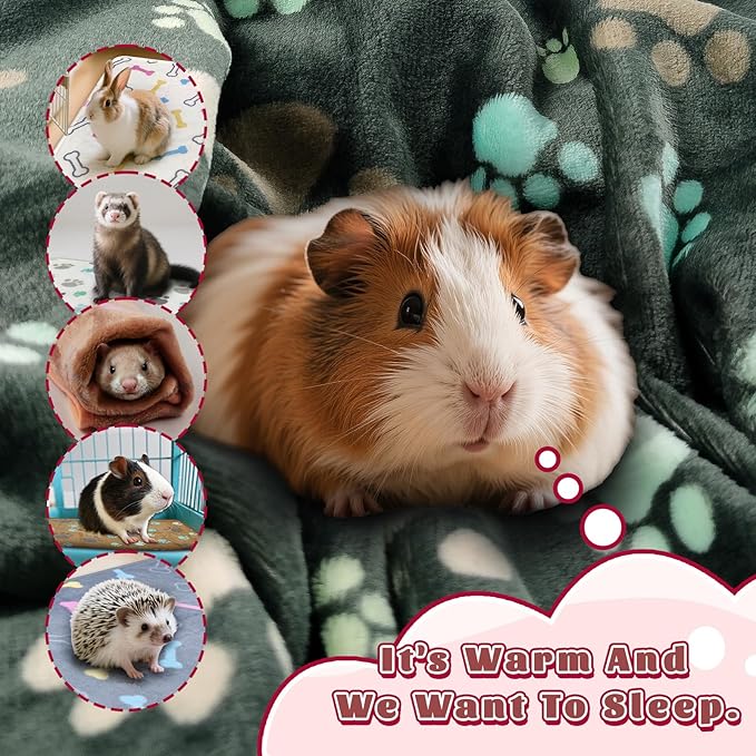 YedsIntu 6 Pcs Washable Guinea Pig Blankets Absorbent Small Animal Fleece Bedding Cage Liners Reusable Pet Pee Pad Sleep Mat Pad Cover for Hamster Ferret Rabbit Chinchilla Hedgehog (Grey, 16" x 24")