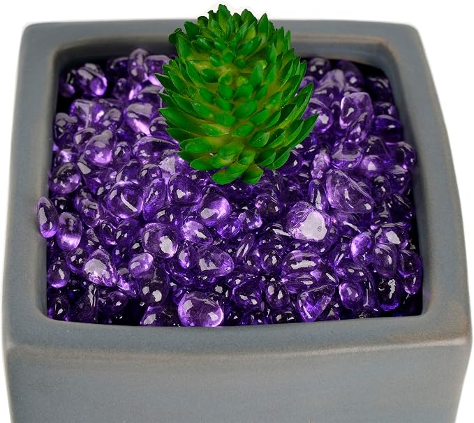 WAYBER 1 Pound Tumbled Sea Glass Pebbles Decorative Glass Stones, Purple | Vivid Long-Lasting Hues, Lustrous Polished Finish, Non-Toxic Material, Ideal for DIY Crafts & Home Decorations