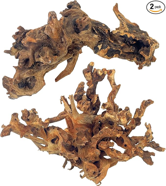 PINVNBY Natural Large Driftwood for Aquarium Fish Tank Decorations, Driftwood for Reptile Tank Bearded Dragon Tank Accessories Terrarium Decor (10 to 14 inches / 2 Pack)