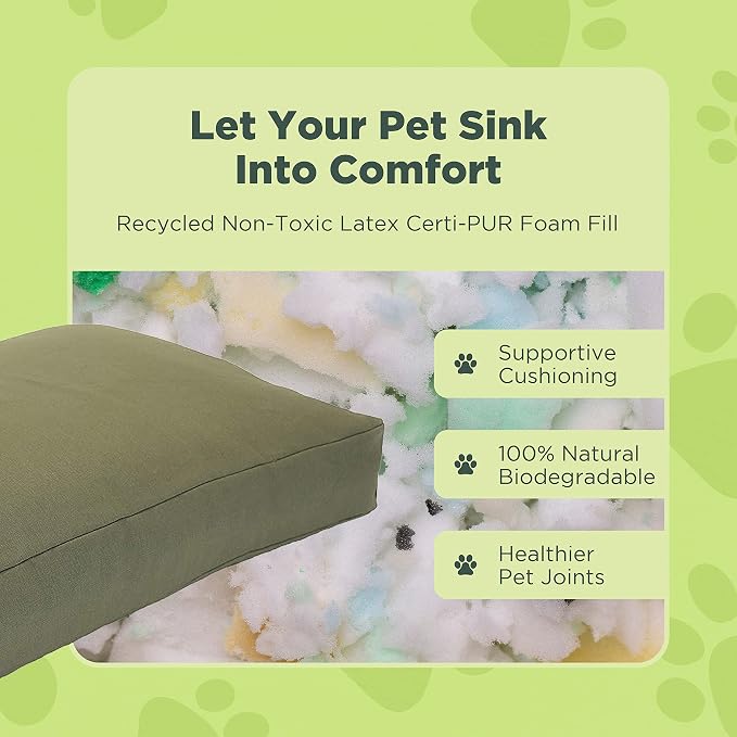 Large - 42 x 28 x 5 - Black Premium Organic Hemp Dog Bed - CertiPUR Fill - Removeable Cover