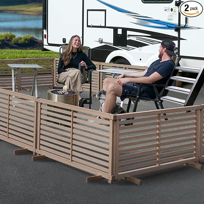 Zippity Outdoor Products ZP19072 1.9 H x 3.6 ft W WoodTek Vinyl Cedar Color Slatted Puppy Kit (2 Panels) Portable Fence