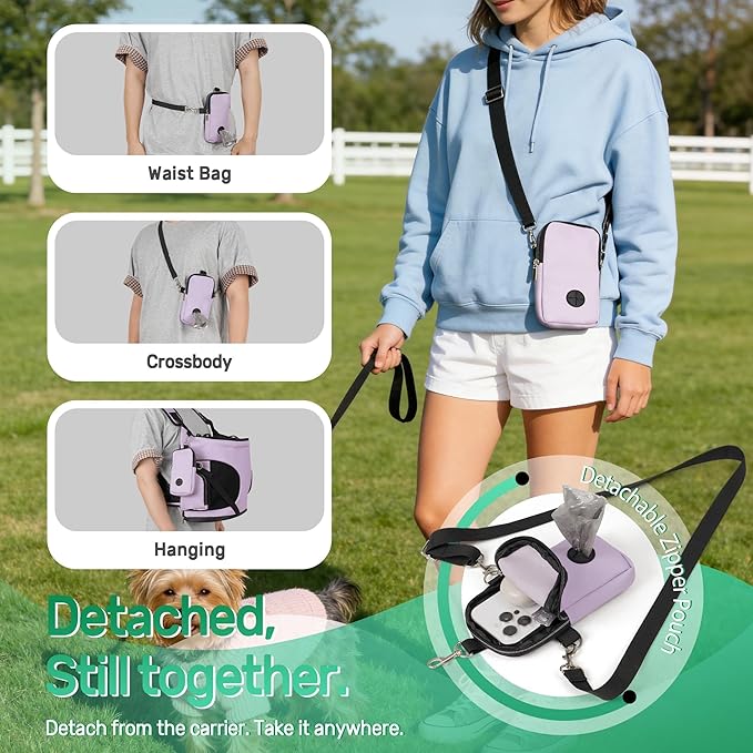 YUDODO Dog Front Backpack Carrier 5-15 lbs, Soft Breathable Pet Front Facing Carrier with Adjustable Straps, Multi-Pocket Design, for Small Dogs & Cats (with Detachable Sling Pouch - Purple)