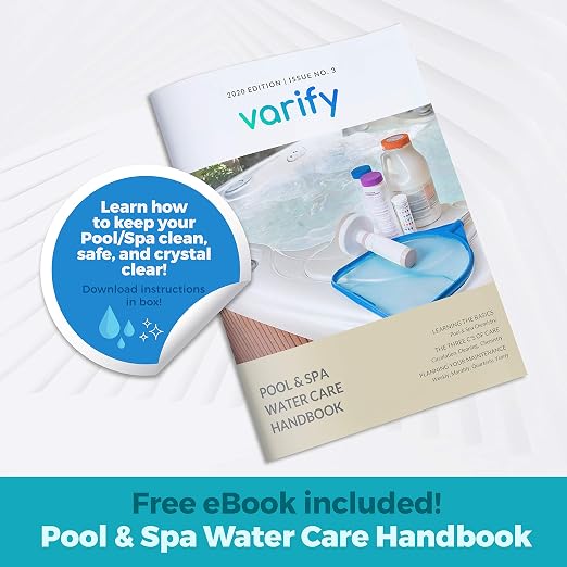 7 in 1 Pool and Spa Test Strips- Easy to Use Water Testing Kit for Pool, Spa, Hot Tub & More - Tester Strip for Water Hardness, Chlorine, Bromine, pH, Alkalinity and Cyanuric Acid (100 Strips)