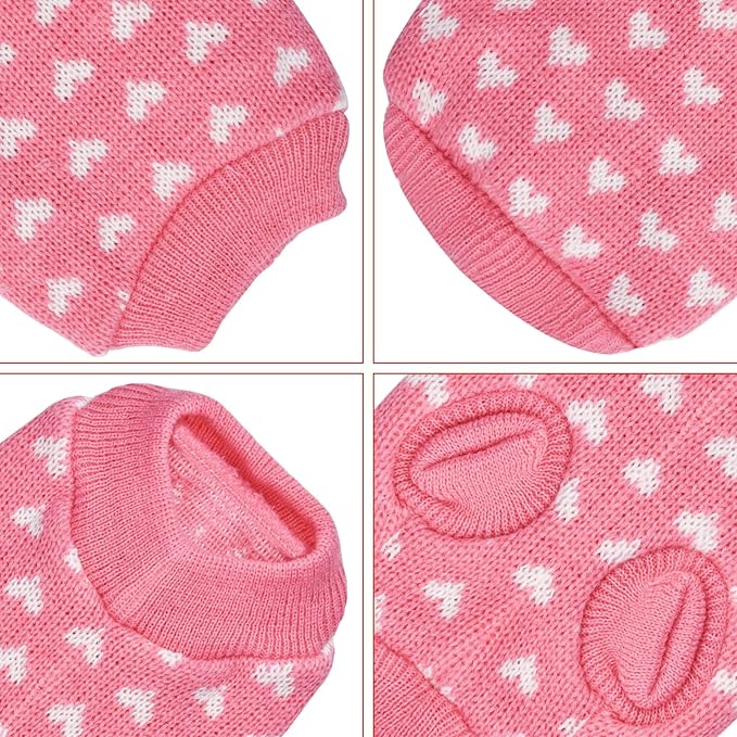 Valentine's Day Pink Heart Pet Sweater for Dogs - Cozy Knitted Small to Medium Dog Sweaters, Adorable Puppy Cat Dogs Sweater with Love Pattern, Perfect for Cold Weather and Celebrating Love