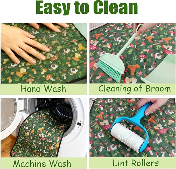 2 Pcs Guinea Pig Cage Liners 47 x 24 Washable Cage Pads Rabbit Bedding Reusable Absorbent Pee Pads for Small Animals Bunny Ferret Chinchilla Hamster (Green, 47×24'')