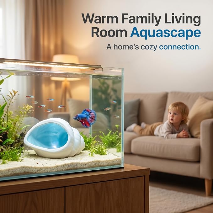 Ceramic Aquarium Cave, White Conch Shell Betta Fish Tank Decor | Smooth Glaze and Rounded Edges Create a Roomy Hideout for Betta Fish, Shrimp, Pleco and Dwarf Cichlids; 5.91 x 3.74 x 3.35 in