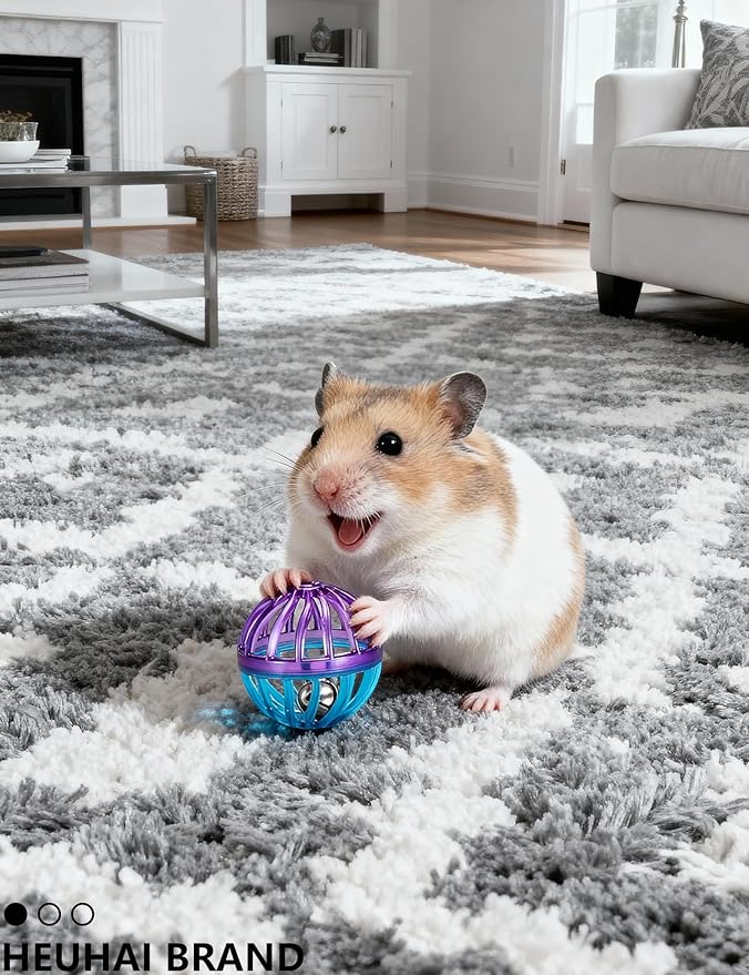 5-Pack Hamster Toys with Bell, 1.5" Colorful Balls, Push Toys Around (1.5'')
