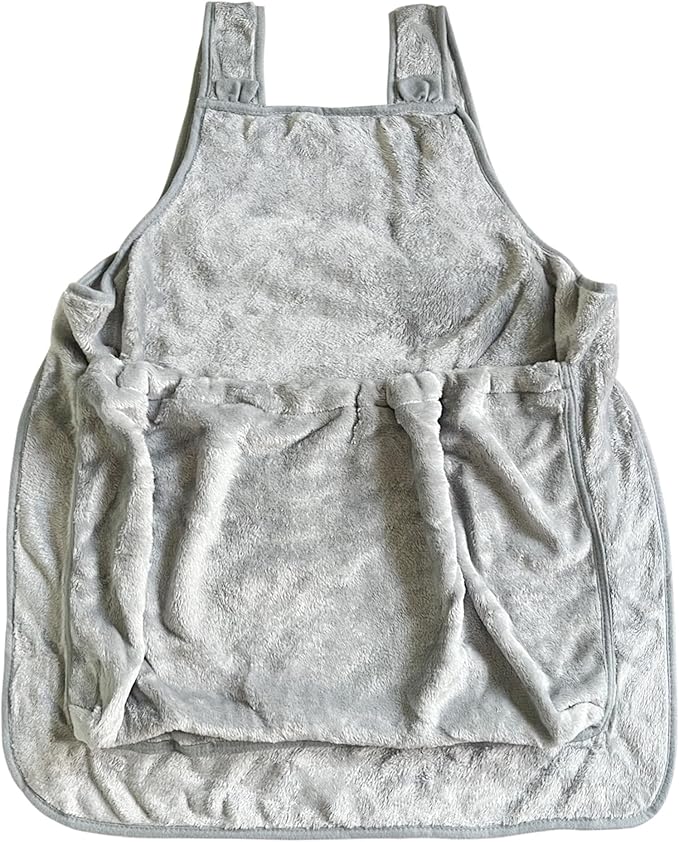 Pet Plush Carrier Apron with Adjustable Sleeping Bag Hands Free Sling Holder Cat Carrying Bonding Pouch for Small Dogs and Cats (Gray-b)