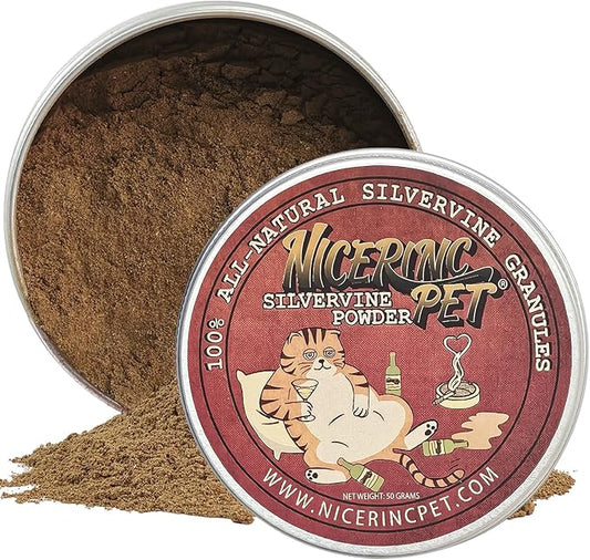 Silver Vine Powder, Organic Gall Fruit Powder(Matatabi), 100% Natural Catnip Alternative, Refillable Catnip Toys for Cats & Kittens, 50 Grams（1.8 OZ） of Powder