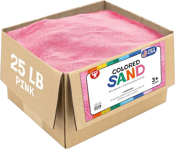 Hygloss Colored Sand for Crafts – 25 lb, Pink – Vibrant Colorful Fine Sensory Play Sand Art Kits for Kids – Classroom Activities for Children 3 4 5 6 7 8 9 10 11 12 – Safe for Ages 3+