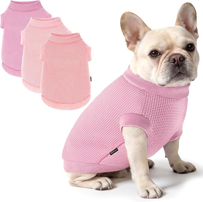 3 Pack Dog Shirt for Small Supplies Functional Waffle Dog Clothes Warm Soft Sweatshirt Outfit for Dogs Cats Pet Apparel