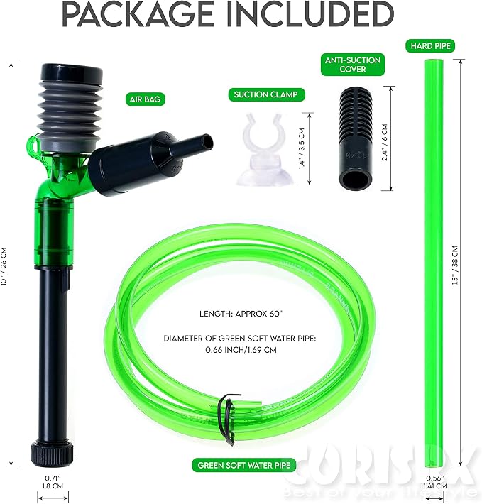 Corisrx Fish Tank Gravel Cleaner Vacuum - Labor-Saving 4 in 1 Compacted Aquarium Water Changer Filter Kit, No Spill 5 ft Water Hose Sand Vacuum, Aquarium Drain Pump Siphon - Gravel Vacuum (18"-23")