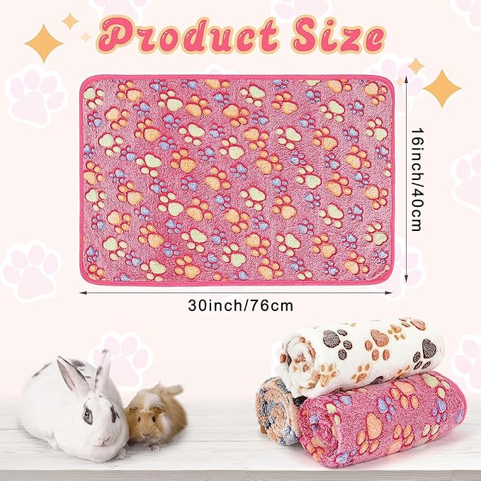 YUEPET Waterproof Guinea Pig Blankets Washable 3 Pack Small Animal Fleece Cage Liners Pet Soft Sleep Mat Pad Cover Warm Flannel Throw for Hamster Guinea Pig Rabbit Chinchilla Hedgehog Ferret 30"×16"