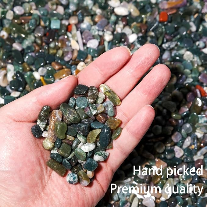 Moss Agate Chips Bulk 2lbs, 2400+ Pieces, 5-8mm Natural Gemstones