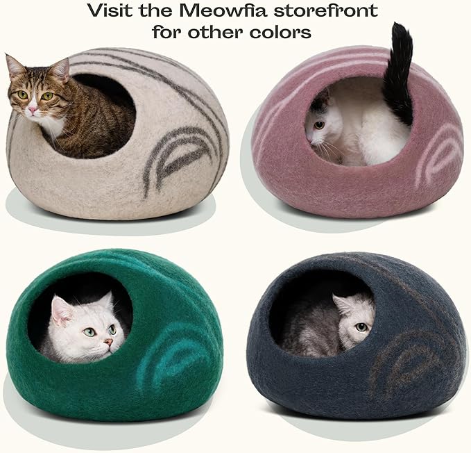 MEOWFIA Cat Cave – Premium Felt Cat Bed for Indoor Cats, Handmade 100% Merino Wool, Cat (Medium, Tucson Sunset) (Pack of 2)