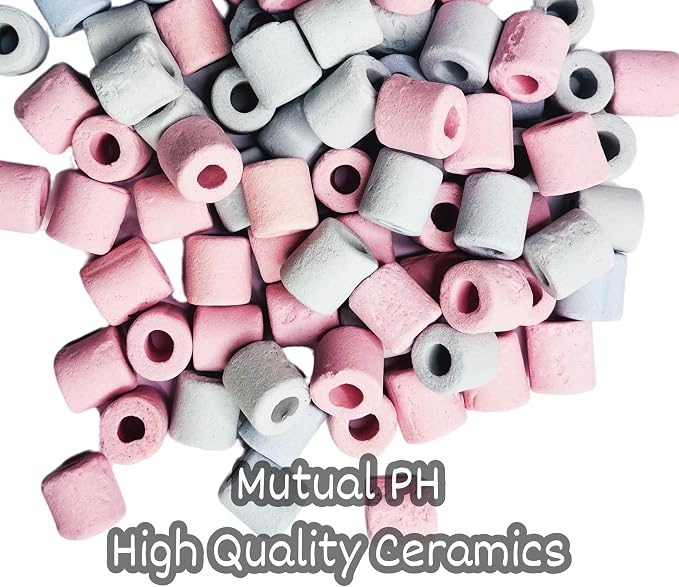 Ceramic Filter Rings for Aquarium, Biological Filtration Media, White and Blue, 2 lbs, Fish Tank Water Treatment for Fresh and Saltwater