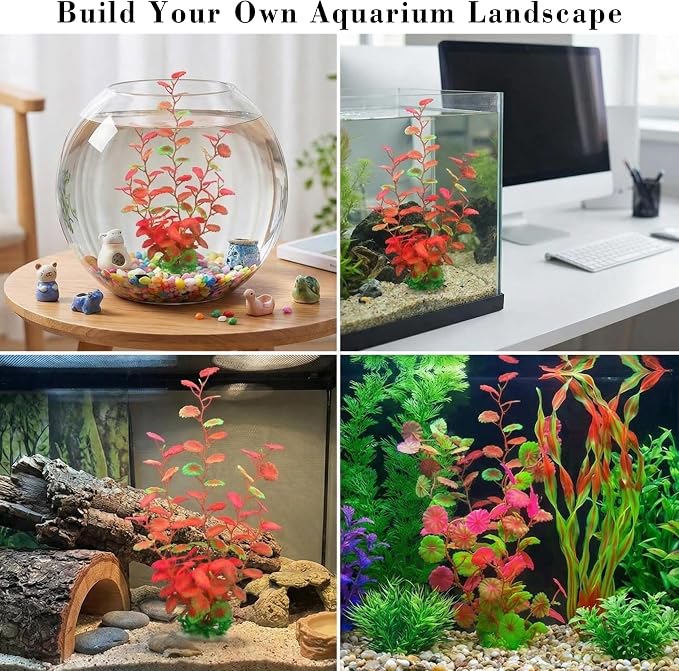 Aquarium Artificial Plants 2 Pack – Tall Realistic Fish Tank Plants Decor with Stable Base, Safe Soft Leaves for Betta, Guppy, Shrimp & Tropical Fish, Natural Aquascape Decoration for Aquarium